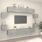 vidaXL 8-tlg. TV-Schrank-Set Betongrau Holzwerkstoff 3114225