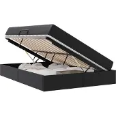 vidaXL Aufbewahrungsbett mit Matratze 2 stk. Schwarz Leder