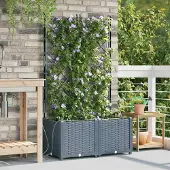 Prolenta Maison Exclusive - Garten-Pflanzgefäß 2 Stk. Hellgrau 80 x 40 x 142 cm PP
