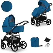 Kunert 2in1 MATA Kinderwagen in Blau/Marine mit Graphit-Gestell – Sicher, komfortabel und stilvoll