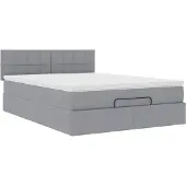 Syfax Ottoman-Bett mit Matratze Hellgrau 140x200 cm Stoff