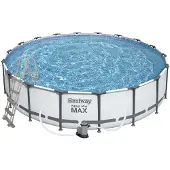 Bestway Steel Pro MAX Rahmenpool 549x122 Grau 18FT 5in1 + Pumpe + Abdeckung + Leiter