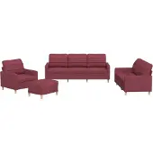 vidaXL 4-tlg. Sofagarnitur mit Kissen Weinrot Stoff