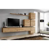 AEA Garnitur Braun Set 7tlg TV-Ständer Komplett Wohnwand Wand Regal Modern Design