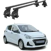 Menabo Stahl Dachträger Gepäckträger für Hyundai i10 2017-2019 Schwarz 2x