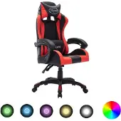 Syfax Gaming-Stuhl mit RGB LED-Leuchten Rot und Schwarz Kunstleder