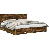 Syfax Bettrahmen Geräucherte Eiche 200 x 200 cm Holzwerkstoff