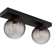 Globo Lighting Wandleuchte Metall schwarz matt, Glas rauchfarben, klar verlaufend, LxBxH: 350x120x150mm, exkl. 2x G9 LED 10W 230V