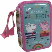 Northix Federmäppchen mit drei Fächern für Kinder, Peppa Pig Design