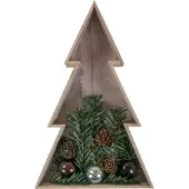 BURI 3D LED Holz-Weihnachtsbaum 28 cm Holztanne Weihnachten Leuchtbaum Tischdeko Echtholz