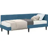 Syfax Eckbettgestell mit Matratze mit Kopfteil 2 pcs Blau Samt