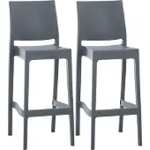 CLP 2er Set Barhocker Maya Kunststoff, Farbe:oliv