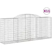 vidaXL Gabionen mit Hochbogen 11 Stk 300x50x120/140cm Verzinktes Eisen