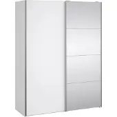 Dmora Kleiderschrank 2 Türen Diandra, Schlafzimmermöbel, Schrank, Garderobe, 150x61 h200 cm, Glänzendes Weiß