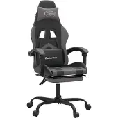Syfax Gaming-Stuhl mit Fußstütze Schwarz und Grau Kunstleder