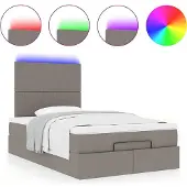 Syfax Ottoman-Bett mit Matratze & LEDs Taupe 120x200 cm Stoff