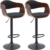 CLP 2er Set Barhocker Kingston B Stoff - walnuss/schwarz
