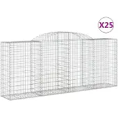 vidaXL Gabionen mit Hochbogen 25 Stk 300x50x120/140cm Verzinktes Eisen