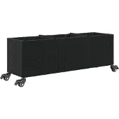 Syfax Hochbeet mit Rollen & 3 Fächern Schwarz 107x32x38cm Poly Rattan