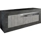 Dmora TV-Schrank Braies 138x42x56 cm Grau, 1 Regal, 3 Fächer