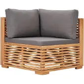 vidaXL Möbel Garten-Ecksofa mit Grauer Auflage Massivholz Teak - Gartenstühle 49378