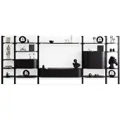 AEA Exklusive Schwarze Wohnwand Designer Wohnzimmer Möbel Edle Holzwand