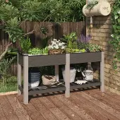 vidaXL Möbel Garten-Hochbeet mit Ablage Grau 150x50x75 cm WPC - Beete 362571