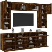 vidaXL Langlebige 6-tlg. TV-Wohnwand mit LED-Leuchten Räuchereiche,TV-Schränke Möbel36972