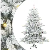 Syfax Künstlicher klappbarer Weihnachtsbaum Weiß 150 cm PVC und Stahl