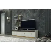AEA Wohnwand Design Wandregal TV-Ständer Wandschrank Wohnzimmer Holz Einrichtung