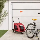 vidaXL Möbel Fahrradanhänger Hunde Rot Oxford-Gewebe und Eisen - Fahrradanhänger &40446