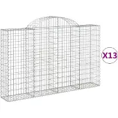 vidaXL Gabionen mit Hochbogen 13Stk. 200x30x120/140cm Verzinktes Eisen