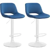 CLP 2er Set Barhocker Camden Samt weiß - blau