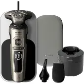 Philips Shaver S9000 Prestige SP9883/36 Elektrischer Nass- und Trockenrasierer mit SkinIQ, Rotationstrasierer, NanoTech Dual Precision Blades, SH91, 2 Jahr(e), Grau, Akku