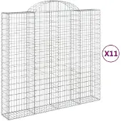 vidaXL Gabionen mit Hochbogen 11Stk. 200x50x180/200cm Verzinktes Eisen