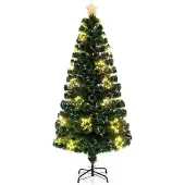 Northio 180 cm Künstlicher Weihnachtsbaum aus Glasfaser mit Beleuchtung Tannenbaum