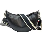 DrachenLeder Florence Leder Tasche Damen Umhängetasche Citytasche schwarz 33x10x17cm inklusive Italien Flagge D2OTF823S