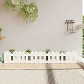 vidaXL Möbel Hochbeet Lattenzaun-Design Weiß 200x30x30 cm Massivholz Kiefer - Beete &8545