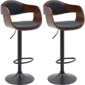 CLP 2er Set Barhocker Kingston B Kunstleder - walnuss/schwarz