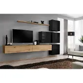 AEA Holzmöbel Wohnwand TV-Ständer Wand Regal Komplett Luxus Garnitur Set