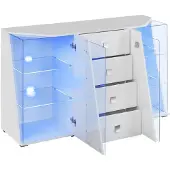 AEA Luxus Kommode Weiß 2x Vitrine Wohnwand Wohnzimmer Set Holz Modern Möbel