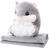 Lean Toys 27929 Plüschhamster 3-in-1, Decke 100 × 90 cm, 35 cm, grau