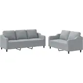 vidaXL 2-tlg. Sofagarnitur mit Kissen Hellgrau Stoff