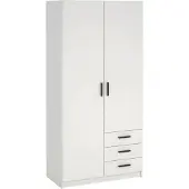 Dmora Kleiderschrank 2 Türen Mare, Schlafzimmermöbel, Schrank, Garderobe, 99x50 h200 cm, Weiß