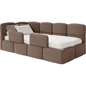 Selsey Cloudy – Kinderbett 90x200, Rausfallschutz, Kopfteil links, Samt Braun