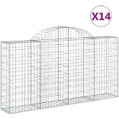 vidaXL Gabionen mit Hochbogen 14Stk. 200x30x100/120cm Verzinktes Eisen