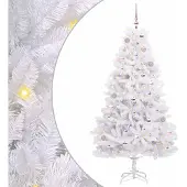 Syfax Künstlicher klappbarer Weihnachtsbaum Weiß 180 cm PVC und Stahl