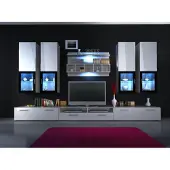 AEA Wohnwand Anbauwand Schrankwand Hochglanz "Farbwahl" Led Beleuchtung Regal Neu