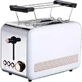 Schaefer Toaster Retro 2-Scheiben Toaster Toastautomat 850 Watt weiß rosegold