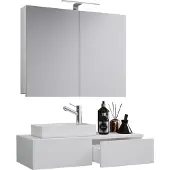 VCM 3-tlg Set | Waschplatz für Gäste WC | Gästebad | Waschtisch Toilette | Badmöbel Badezimmer Set - Gudas SC